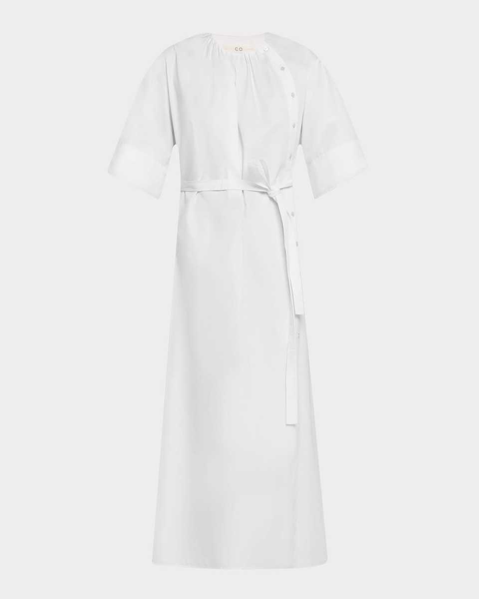 Gathered Belted Midi Dress